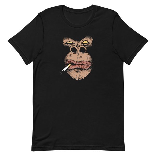unisex-staple-t-shirt-black-front-6a1adb44c07ab.jpg Gorilla Smoking T-Shirt