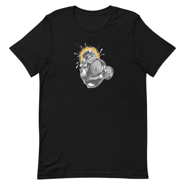 unisex-staple-t-shirt-black-front-6a1aee454f42b.jpg Monkey Dumbbell T-Shirt