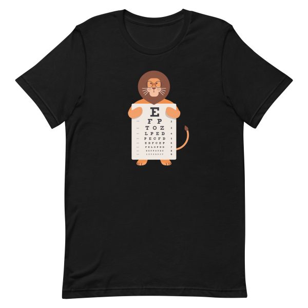 unisex-staple-t-shirt-black-front-6a1bb9697d00f.jpg Lion Eye Chart T-Shirt