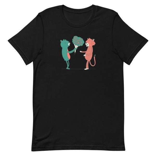unisex-staple-t-shirt-black-front-6a1bd3fb6d017.jpg Bear and Tiger Flowers T-Shirt