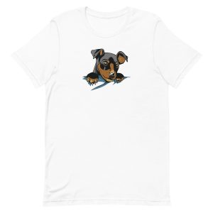 unisex-staple-t-shirt-white-front-6a1595827da78.jpg Dog In Pocket T-Shirt