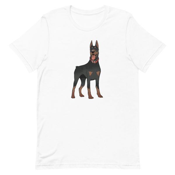 unisex-staple-t-shirt-white-front-6a159a80b3e11.jpg Doberman Dog T-Shirt