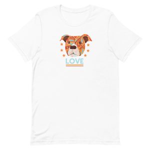 unisex-staple-t-shirt-white-front-6a15af0a45025.jpg Pitbull Terrier Head Love T-Shirt