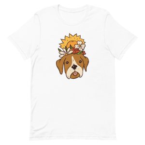 unisex-staple-t-shirt-white-front-6a1650fbae168.jpg Floral Dog T-Shirt