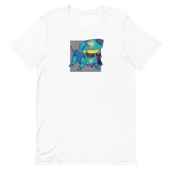 unisex-staple-t-shirt-white-front-6a165bfc5c741.jpg Robot Dog T-Shirt