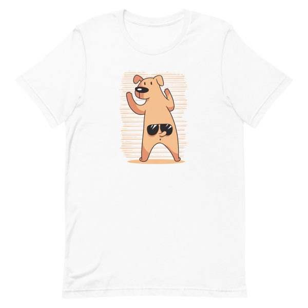unisex-staple-t-shirt-white-front-6a165d7274db0.jpg Funny Dog Tail Sunglasses T-Shirt