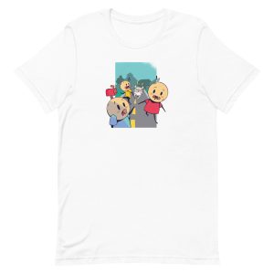 unisex-staple-t-shirt-white-front-6a16876804935.jpg Running From Dog T-Shirt