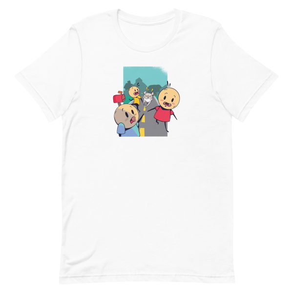 unisex-staple-t-shirt-white-front-6a16876804935.jpg Running From Dog T-Shirt
