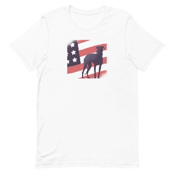 unisex-staple-t-shirt-white-front-6a168ae6c2479.jpg Dog American Flag T-Shirt