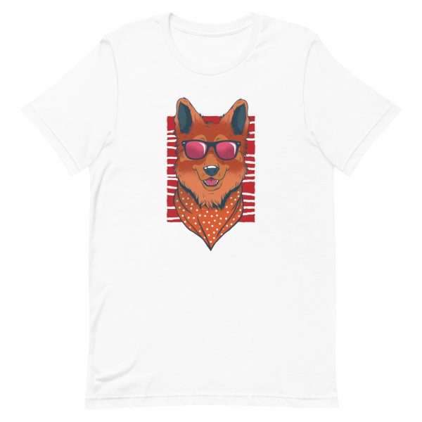 unisex-staple-t-shirt-white-front-6a168ee5902e1.jpg German Shepherd Glasses T-Shirt