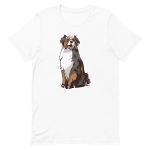 unisex-staple-t-shirt-white-front-6a16907b8431e.jpg Australian Shepherd Dog T-Shirt