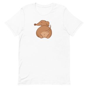 unisex-staple-t-shirt-white-front-6a1691e15e8b9.jpg Dachshund Butt T-Shirt