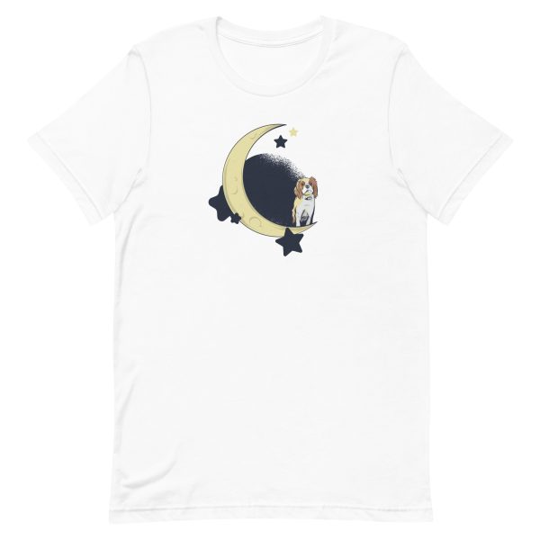unisex-staple-t-shirt-white-front-6a169256e0549.jpg Dog On The Moon T-Shirt