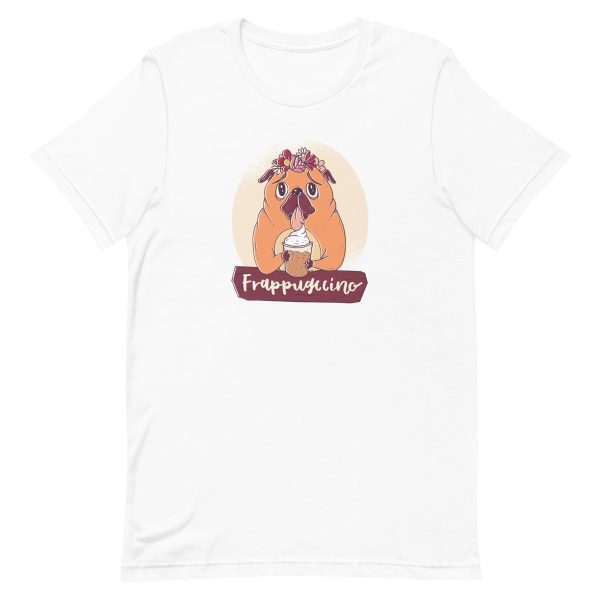 unisex-staple-t-shirt-white-front-6a16c98396220.jpg Pug Frappuccino T-Shirt