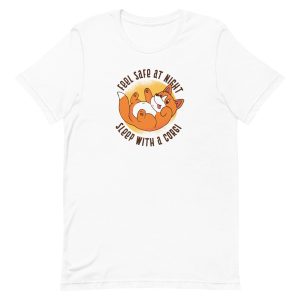 unisex-staple-t-shirt-white-front-6a16c9cee2efa.jpg Sleep With Corgi T-Shirt