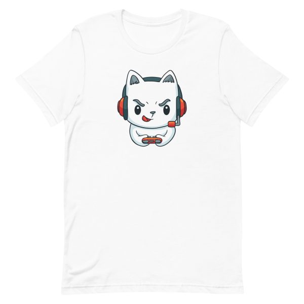 unisex-staple-t-shirt-white-front-6a16d6696680f.jpg Gamer Cat T-Shirt