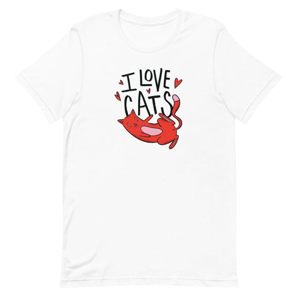 unisex-staple-t-shirt-white-front-6a16d9328e8a6.jpg I Love Cats T-Shirt