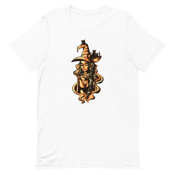 unisex-staple-t-shirt-white-front-6a16dc7f265f9.jpg Witch and Cats T-Shirt