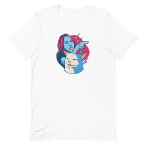 unisex-staple-t-shirt-white-front-6a16e017a7cdb.jpg Screaming Lady Meme T-Shirt