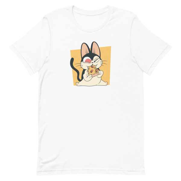 unisex-staple-t-shirt-white-front-6a16e764917f6.jpg Cat Pizza T-Shirt