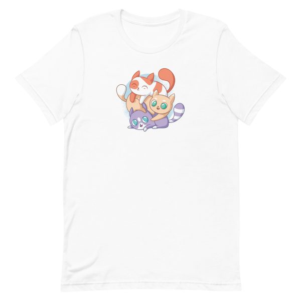 unisex-staple-t-shirt-white-front-6a16e7c8597e8.jpg Cute Cats Playing T-Shirt