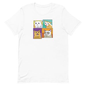 unisex-staple-t-shirt-white-front-6a16e8192599a.jpg Meme Cats T-Shirt