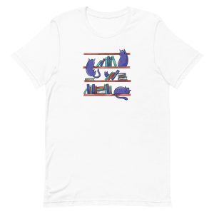 unisex-staple-t-shirt-white-front-6a16ead3a5260.jpg Library Cats T-Shirt