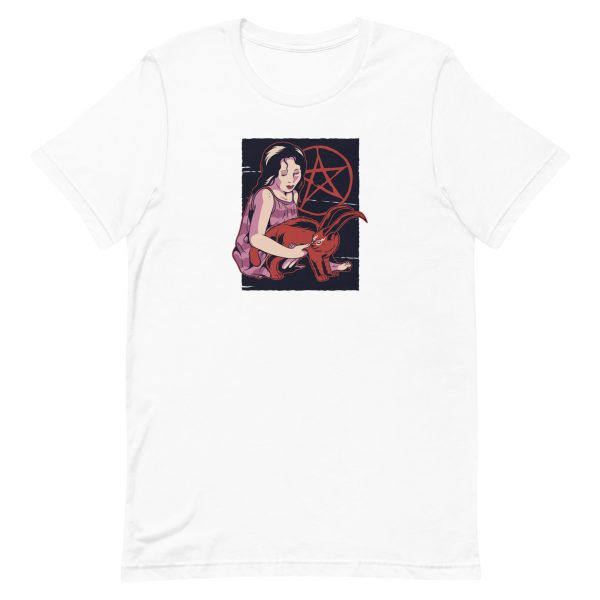 unisex-staple-t-shirt-white-front-6a16f29c99b1a.jpg Demon Cat T-Shirt