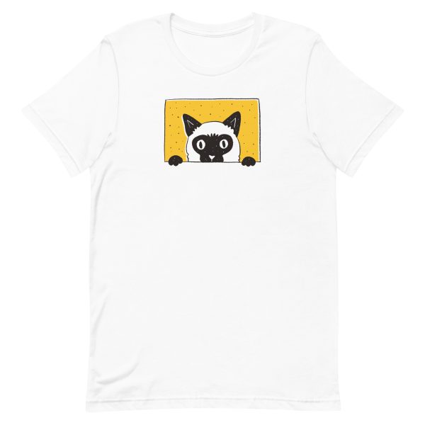 unisex-staple-t-shirt-white-front-6a16f3a68aa22.jpg Peeking Cat T-Shirt