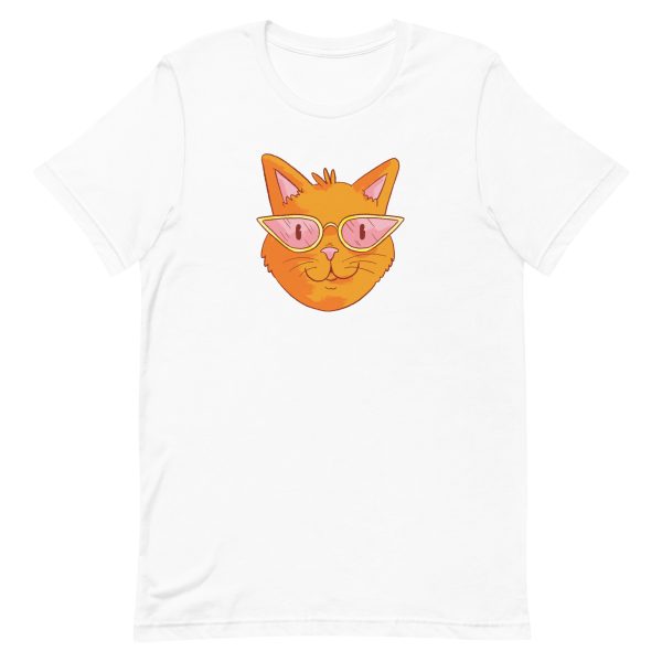 unisex-staple-t-shirt-white-front-6a16f4586d4a5.jpg Stylish Glasses Cat T-Shirt