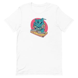 unisex-staple-t-shirt-white-front-6a16f56b48f62.jpg DJ Cat T-Shirt
