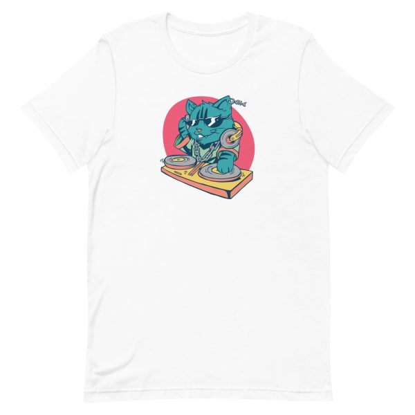 unisex-staple-t-shirt-white-front-6a16f56b48f62.jpg DJ Cat T-Shirt