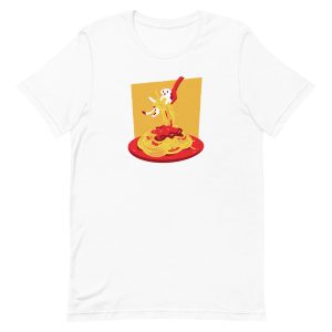 unisex-staple-t-shirt-white-front-6a16f873edb5b.jpg Pasta Cat T-Shirt