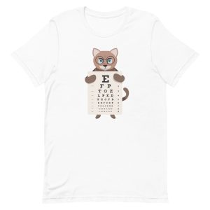 unisex-staple-t-shirt-white-front-6a16f8c3a2137.jpg Cat Eye Chart T-Shirt