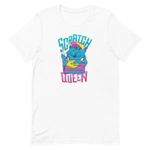 unisex-staple-t-shirt-white-front-6a16fc74f1ec1.jpg Cat DJ T-Shirt