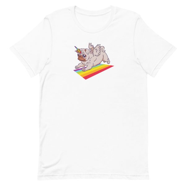 unisex-staple-t-shirt-white-front-6a17aeab5456a.jpg Pug Unicorn T-Shirt