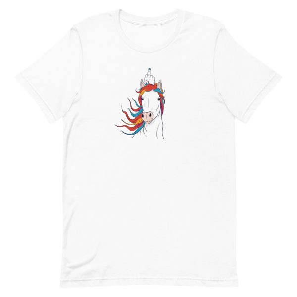 unisex-staple-t-shirt-white-front-6a17b7d2b056b.jpg Unicorn Middle Finger T-Shirt