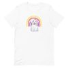 unisex-staple-t-shirt-white-front-6a17dd5fb0ba3.jpg Rainbow Unicorn Dog T-Shirt