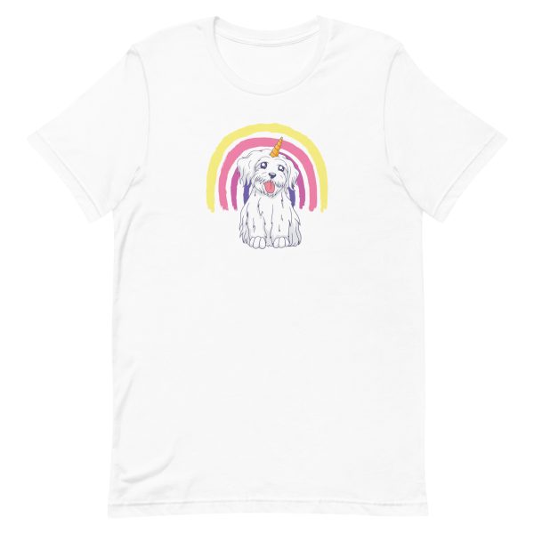 unisex-staple-t-shirt-white-front-6a17dd5fb0ba3.jpg Rainbow Unicorn Dog T-Shirt