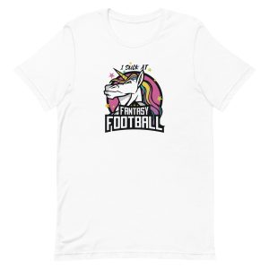 unisex-staple-t-shirt-white-front-6a17f57382a20.jpg Unicorn Fantasy Football T-Shirt