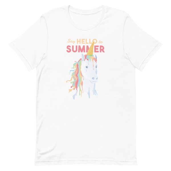 unisex-staple-t-shirt-white-front-6a17fa2b44e37.jpg Summer Unicorn T-Shirt