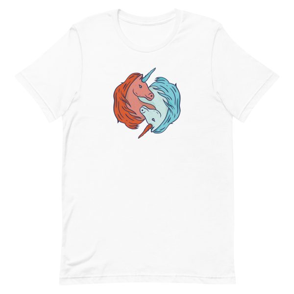 unisex-staple-t-shirt-white-front-6a17fba45b98b.jpg Yin Yang Unicorns T-Shirt