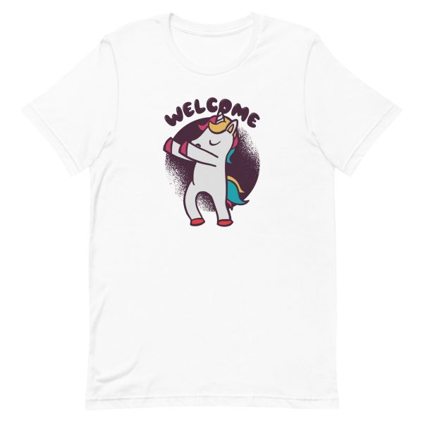 unisex-staple-t-shirt-white-front-6a17fdefae9d7.jpg Welcome Unicorn T-Shirt