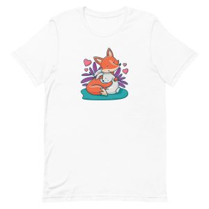 unisex-staple-t-shirt-white-front-6a181bab71e84.jpg Fox and Bunny Hug T-Shirt