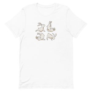 unisex-staple-t-shirt-white-front-6a181c5637feb.jpg Yoga Rabbits T-Shirt