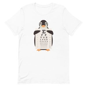 unisex-staple-t-shirt-white-front-6a1824643534a.jpg Penguin Eye Chart T-Shirt