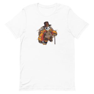 unisex-staple-t-shirt-white-front-6a182f8843e28.jpg Steampunk Panda T-Shirt
