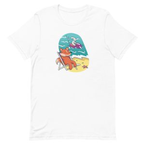 unisex-staple-t-shirt-white-front-6a183114df049.jpg Fox and Rabbit Beach Friends T-Shirt
