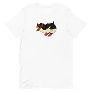 unisex-staple-t-shirt-white-front-6a1841e9bc4ea.jpg Zombie Penguin T-Shirt