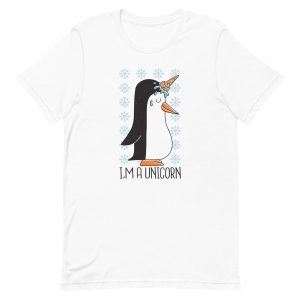 unisex-staple-t-shirt-white-front-6a1843d7dc012.jpg Penguin Unicorn T-Shirt